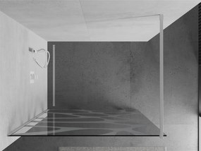 Mexen Kioto, Walk-In sprchová zástena 100 x 200 cm, 8mm sklo číre/biely vzor, biely profil, 800-100-101-20-97