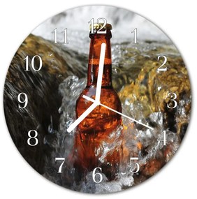 Nástenné sklenené hodiny Pivo fi 30 cm
