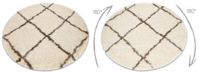 Kusový koberec shaggy Fan krémový kruh 160cm