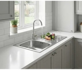 ALVEUS - Kuchynský drez BASIC 78x43,5 cm + drezová batéria VIOLA 36,7 cm nerezová
