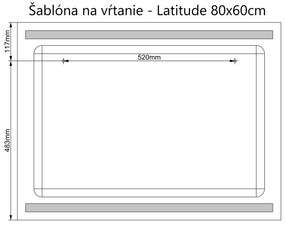 LED zrkadlo Latitudine 80x60cm neutrálna biela - dotykový spínač