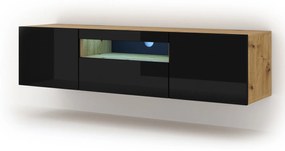 TV stolík/skrinka Aurora (dub artisan + čierna) (LED). Vlastná spoľahlivá doprava až k Vám domov. 1057686