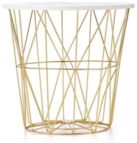 KONFERENČNÝ STOLÍK MANUEL BIELY MRAMOR / ZLATÝ