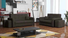 Rozkladacia sedacia súprava s úložným priestorom Clivia Home II + III, Taburetka: ľavá strana (pohovka III) + pravá strana (pohovka II), Dostupné poťahy: Enjoy 17