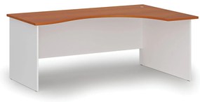 Ergonomický kancelársky písací stôl PRIMO WHITE, 180x120 cm, pravý, biela/čerešňa