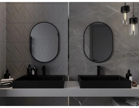 Mexen Loft, oválne kúpeľňové zrkadlo 70 x 50 cm, farba rámu čierna matná, 9851-070-050-000-70