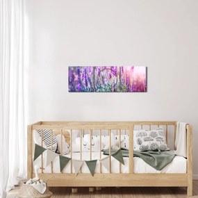 Obraz - Levanduľa vo trblietania slnka (s hodinami) (90x30 cm)