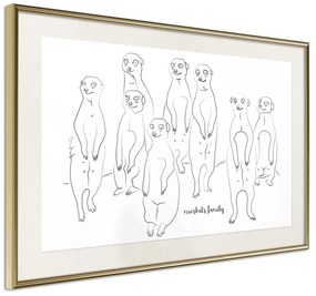 Artgeist Plagát - Meerkats Family [Poster] Veľkosť: 30x20, Verzia: Zlatý rám s passe-partout