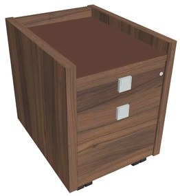 Mobilný kontajner Verno 47 x 60 cm so sklom, 2 zásuvky, orech / hnedá