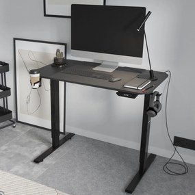 Výškovo nastaviteľný elektrický stôl EGON, 1100 x 720 x 600 mm, čierna