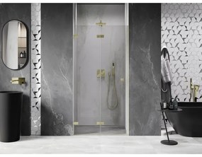 Mexen, Mexen Lunar-F skladacie ľavé sprchové dvere 90 cm, transparentné, brúsené zlaté - 836-090-000-55-00-L