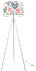 Detská stojacia lampa Heart, 1x biele textilné tienidlo so vzororm, (výber z 2 farieb konštrukcie), p