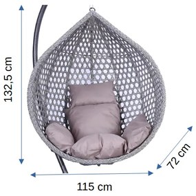 Závěsné houpací křeslo Houseland Imogen šedé XL