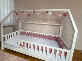 Vulpi Mantinel do postieľky Vrkoč 240 cm Handmade Farba: červená-biela-sivá
