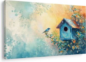 Obraz - Vtáčia búdka, akvarel (90x60 cm)
