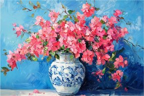 Obraz - Váza ružových kvetov (90x60 cm)