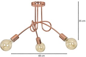 Stropné svietidlo Edison 3, medené telo svietidla