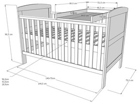 Detská postieľka PHILIP 3v1, 140x70 cm