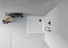 Mexen SLIM - Štvorcová sprchová vanička 90x90x5cm + čierny sifón, biela, 40109090B