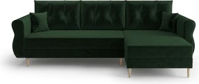 Rozkladacia obojstranná sedacia súprava do L SILVIANO 230x140 cm, tmavozelená