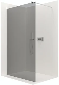 CERANO - Sprchová zástena Walk-in Onyx Ľ/P - guľatá vzpera - chróm, grafitové sklo - 160x200 cm, CER-CER-8050BD214