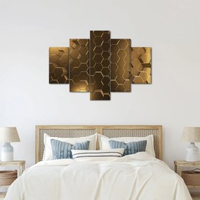 Obraz - Zlaté hexagóny (150x105 cm)