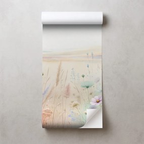 Samolepiaca tapeta pastelové kvety na lúke