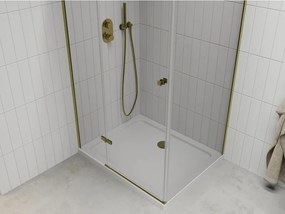 Mexen Roma, sprchovací kút 120 (dvere) x 90 (stena) cm, 6mm číre sklo, zlatý profil + slim sprchová vanička 5cm, 854-120-090-50-00-4010