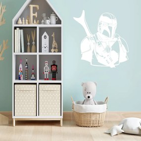 Veselá Stena Samolepka Mandalorian Star Wars Farba: bílá, Veľkosť: 40 x 38 cm