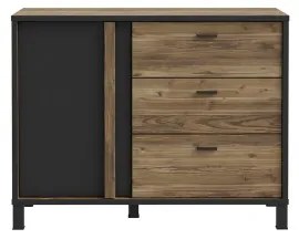 Komoda s zásuvkami OREN hnedá/čierna