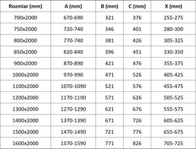 Mexen Velar, sprchová zástena s posuvnými dverami Walk-in 70 x 200 cm, 8mm číre sklo, brúsená oceľ, 871-070-000-03-97