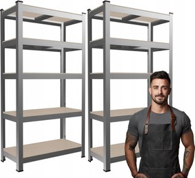 SADA DVÔCH 5-ÚROVŇOVÝCH POLIČIEK 180 x 90 x 40 CM NOSNOSŤ POLIČKY: 175 KG *2158