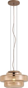 Retro závesná lampa tmavý bronz s jantárovým sklom - Barb