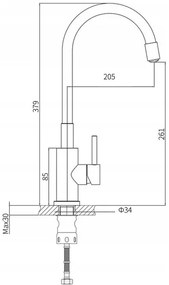 Mexen Bruno - drez granitový 79,5x49,5cm + batéria Flex, 1-komorový, biela, 6513791010-20-Flex