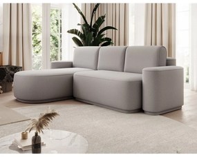 Svetlosivá ženilková rozkladacia/s úložným priestorom rohová pohovka (ľavý roh/s leňoškou) Aurumm – ELTAP