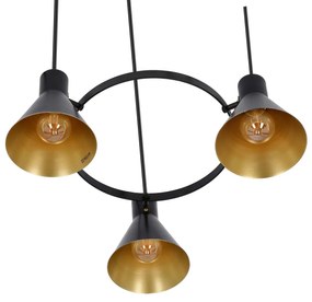 Candellux Čierno-zlatý závesný luster More pre žiarovku 3x E27 33-71156