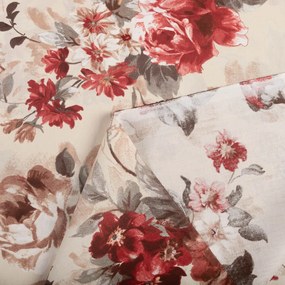 Biante Bavlnený záves Sandra SA-399 Červené pivonky na pieskovom 150x190 cm