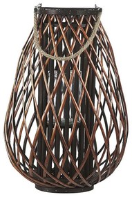 Drevený lampáš na sviečku 60 cm hnedý KIUSIU Beliani