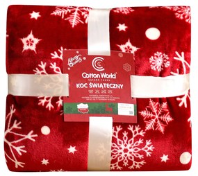 Červená vianočná mikroplyšová baránková deka SNOWFALL Rozmer: 150 x 200 cm
