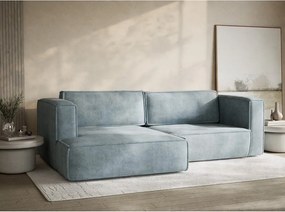 Svetlomodrá ženilková rozkladacia/s úložným priestorom rohová pohovka (ľavý roh/s leňoškou) Velto – Maison de Rêve
