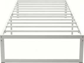 HOMCOM kovový rám postele s úložným priestorom pod posteľou, profil 32,5 cm, oceľové lamely, tichá a jednoduchá montáž – pre matrac 90 x 200 cm, biela
