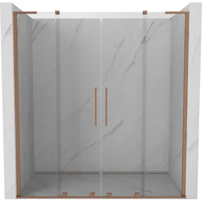 Mexen Velar L Duo, posuvné sprchové dvere do otvoru 170 cm, 8mm číre sklo, medená matná, 871-170-003-02-65