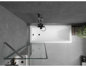 Mexen Next, 1-krídlová vaňová zástena 60 x 150 cm, 6mm číre sklo - čierny vzor, brúsená grafitová, 895-060-000-00-70-66