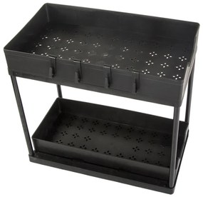 VERK GROUP Výsuvná polička s 2 zásuvkami, čierny plast 36 x 40 x 22 cm