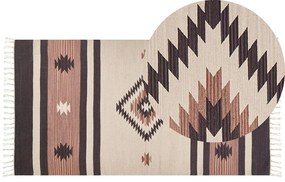 Bavlnený kelímový koberec 80 x 150 cm béžová a hnedá ARAGATS Beliani