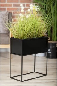 KOVOVÝ KVETINÁČ SO STOJANOM RECT 50X24X44 CM ČIERNA