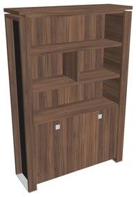 Vysoká skriňa Verno+ S 140 x 46 x 210 cm, s regálom, orech / čierna