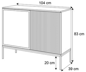 KOMODA ALESSIO 104 cm DUB WOTAN / ČIERNA LED