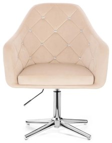 LuxuryForm DESIGN Kreslo ROMA VELUR na striebornom kríži - krémové