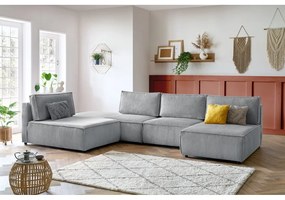 Svetlosivá menčestrová rohová pohovka (variabilná) Nihad modular – Bobochic Paris